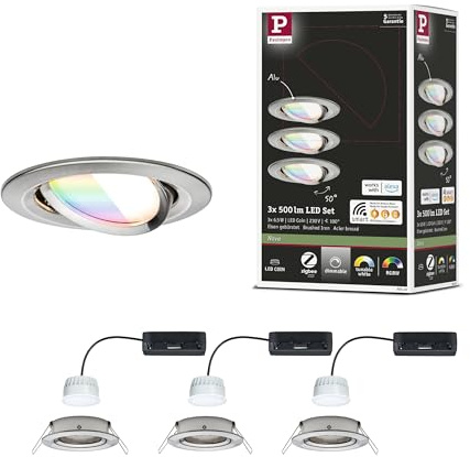 Paulmann 92434 LED Einbauleuchte Nova Coin rund 84mm 50° RGBW+ 3x6W 3x500lm 230V Eisen gebürstet Alu Druckguss