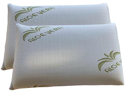 Juego de 2 fundas de almohada Aloe Vera de 50 x 80 cm con cremallera lateral | Tejido 100% poliéster 140 g/m² – Suave, resistente, fácil de lavar – Ideal para cama o sofá