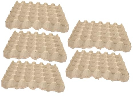 Vassoio per Uova in Polpa di Carta 30 Posti Beige 5 Pezzi | Non Si Deforma Facilmente, Protegge le Uova, Riutilizzabile, per Organizzare Frigorifero