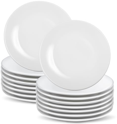 Preocea 16 Pcs Porcelain Dessert Plates, 15.3cm White Appetizer Plates | Ceramic Dessert Plate, Round Small White Plate for Cake Snacks, Microwave Oven and Dishwasher Safe