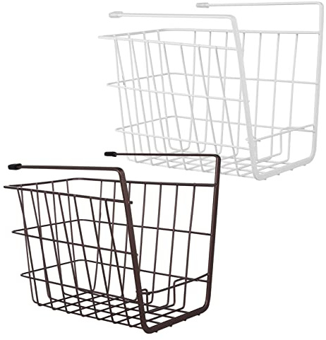 Alipis 2 Piezas Cestas Colgantes para Cocina y Despensa de Unidades Organizadores de Almacenamiento bajo Estante Diseño de Malla Metálica Colores y para Estantes y Armarios