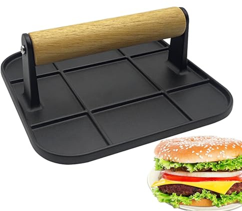 Burger Press for Griddle - Grill Press 6,3 pouces pour Burger | Presse plate plate ronde avec poignée anti-glissement anti-craquement pour maison BBQ