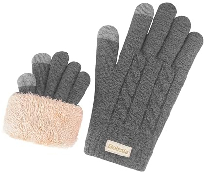 Bobelle Wear Alpaka Handschuhe Damen,Winterhandschuhe Touchscreen Wollhandschuhe,Thermohandschuhe Warm Fleece Skihandschuhe (Grau)
