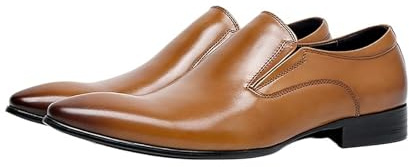 Slip On Klänningskor For Män For Män Företag, Bröllop Och Formella Evenemang, Lättviktskomfort Eller Design Med Spetsad Tå(Brown,40 EU)
