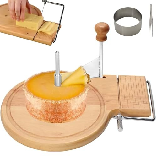 Bokträ Ostcurl & Skivare, Justerbar Ostskärare för Tête de Moine, Girolle, Hård & Mjuk Ost, Choklad, Dekorativa Spiraler & Gourmetservering Machine