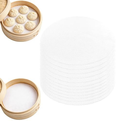 BMZXCH 12 Stück 32 CM Silikon Dämpfer Wiederverwendbare Dumplings Matte Antihaft Runde Steamer Pad Dampfmatte Dampfgarer Netz Unterlage Einlage für Dampfkörbchen, Brötchen, Knödeln, Dim Sum, Gebäck