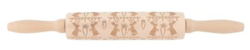 MOLUCKFU Mattarello in Legno Decorativo a Forma di Coniglio Motivo Pasquale, Strumento la Cottura della Pasticceria, Accessorio per Feste di Pasqua, Maneggevole e Resistente per Uso
