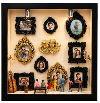 Skuggram fotoram, figurer display dekoration – museumtema skuggbild – för bröllop födelsedag inflyttning semester mamma flickvän