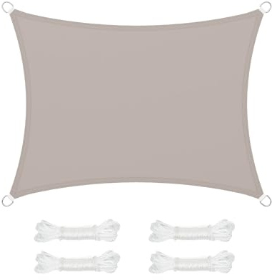SONGMICS Tenda parasole 3x4 m, impermeabile, con colonna d'acqua da 665 mm, protezione solare in poliestere antistrappo, protezione UV 93%, terrazza, giardino, balcone, rettangolare, corde da 2