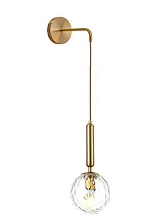 MZStech Vintage Industrie Wandleuchte Wandlampen, 15 cm Klar glas & Gold Metall Drop Wandleuchte für Schlafzimmer, Wohnzimmer (Klarglas & Goldmetall)