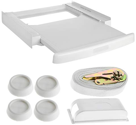 Qpro Washing Machine & Tumble Dryer Universal Stacking Shelf Kit 60x60cm + Anti Vibration Feet