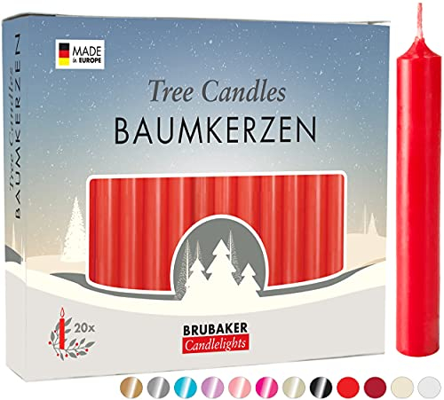 BRUBAKER - Bougies de Noël en Cire - Lot de 100 - Idéales pour Sapin & Pyramide de Noël - Ø 1,25 cm - Rouge