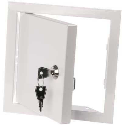 EUROPLAST 150x150mm Metal Access Panel with Key Lock - Wall/Ceiling Hatch - 6x6 inch Inspection Door - Galvanised Steel White