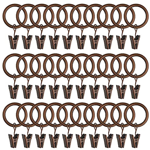 WMYCONGCONG 40 anelli per tende in metallo con clip, clip per drappeggi con anelli, ganci per tende da finestra con ganci clip, occhielli di diametro interno da 2,5 cm, adatti per aste per tende fino