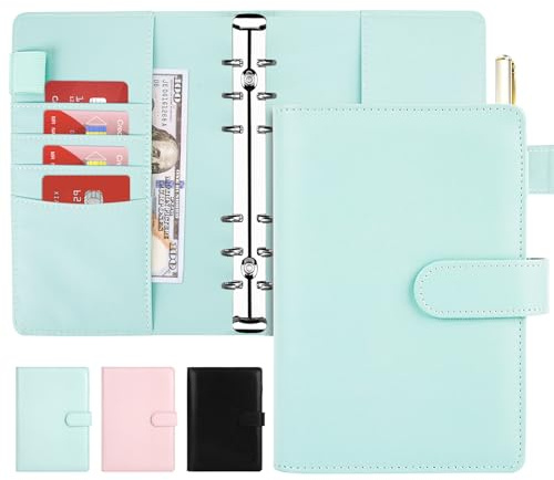 Ringbuch A6, Ringbuch A6 Nachfüllbar, Innenpapier Nicht Enthalten, Blau | 6 Loch, Budget Binder mit Magnetischer Schnalle für A6-Füllpapier und Bargeld, Budget-Umschläge, Büros Zuhause Schule