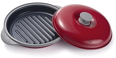 Easylife Microwave Grill Pan with Lid, Microwave Pot for Grilling, Steaming and Baking, Safe-Touch Handles and Splash-Proof Lid 23x27.4x9.1cm - Fully Guaranteed | Size:23x27.4x9.1cm