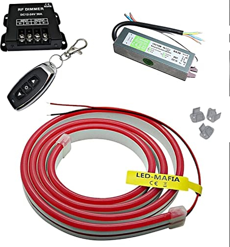 12V / 230V (Netzteil) + Fernbedienung Dimmer + LED Streifen Stripe Licht Unterbankbeleuchtung Saunabeleuchtung Saunalampe (1m - 39,95€/m, warmweiß)