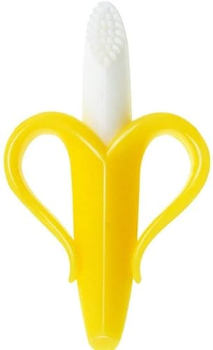 Mordedor de silicona Forma de maíz Cepillo de dientes Molares para bebés Mordedor de plátano Cepillo de dientes y mordedor (1PCS)