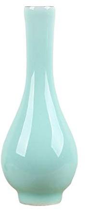 Seladon-Vase, Jadegrüne Porzellan-Blumenvase, 2 Farben: Grün und Türkis, Türkis