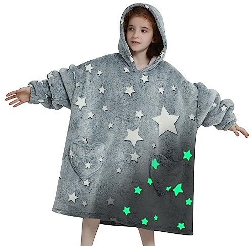 Mewkou Hoodie-Decke für Erwachsene, tragbar, übergroße Sherpa-Fleece-Decke, Hoodie für Damen und Herren