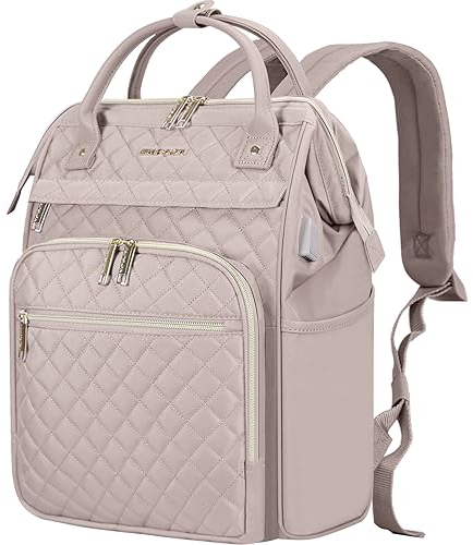 EMPSIGN Rucksack Damen Laptop Rucksack mit Laptopfach 17 Zoll Schulrucksack Teenager Backpack Women Elegant Tagesrucksack Arbeitstasche Lehrertasche Reiserucksack für Uni Büro, Rosa