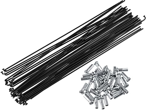 X AUTOHAUX Radios De Bicicleta Negro 40Pcs De Acero 14G 232Mm | 14G, Diámetro Eje 2Mm, Tamaño Pezones 14X6Mm