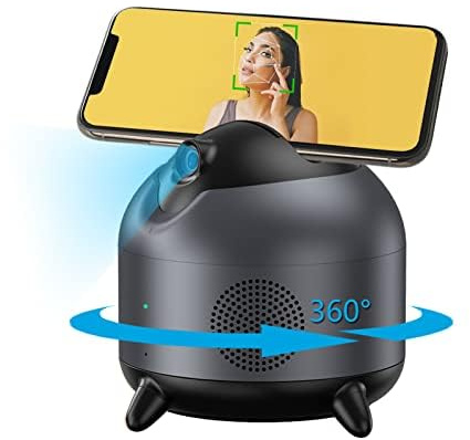 360-Grad-Stativ mit automatischer Gesichtsverfolgung – AI-Kamera-Handyhalter, perfekt für Video-Chats und Live-Streaming. (Schwarz)