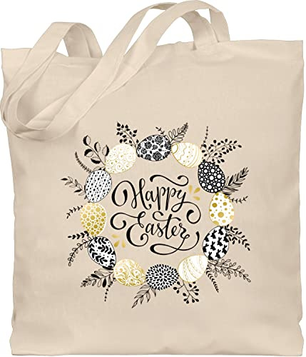 Shirtracer - Baumwolltasche - Ostergeschenk Ostern - Happy Easter Osterkranz Motiv I Ostereier