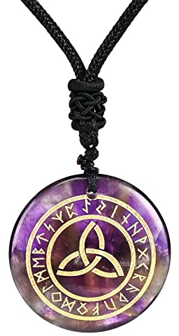 LOVIVER Collana Triquetra e Rune Rotondo Liscio Gioielli Regalo Moda Collana Vichinga Squisito Ciondolo Triquetra Celtico per Ragazzi Donna Uomo, Viola