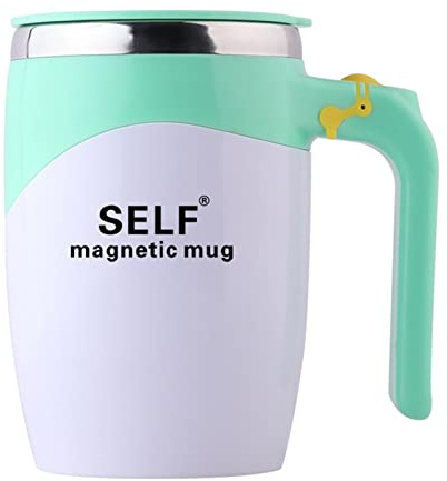 Maizoon Tazza di agitazione automatica USB ricaricabile a ventosa magnetica senza albero in acciaio inossidabile 304 collegarsi facile da trasportare in casa ufficio viaggi 400 ml/14 oz verde