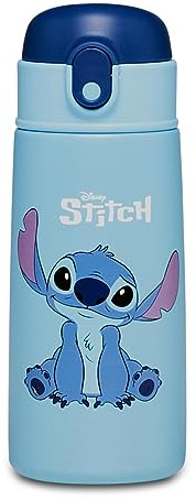 Seven Lilo & Stitch Trinkflasche, Thermosflasche, Wasserflasche, Thermosflasche aus Edelstahl, BPA-frei, 460 ml, Silikondeckel, Kinder, Jungen, Mädchen, Geschenkidee, blau