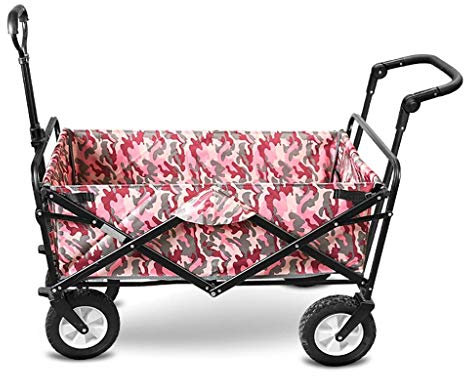 MOLVUS Household Folding Garden Trolley Cart Heavy Duty Wagon Multi-Function Shopping Cart for Outdoor Camping Fishing Pull Truck with 4 Wheels, Static Load: 150Kg (A)