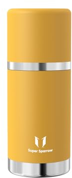Super Sparrow Botella Termica - 500ml - Termo de Acero Inoxidable - Cantimplora Sin BPA - Termo Cafe - Tapa Antifugas que Sirve de Taza - Se Mantiene Caliente 12 o Frío 24 Horas