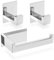 ECENCE Set Porta Asciugamani - 1x Porta Carta Igienica + 2x Ganci Adesivi - Accessori per Bagno - Acciaio Inossidabile 304 cromo