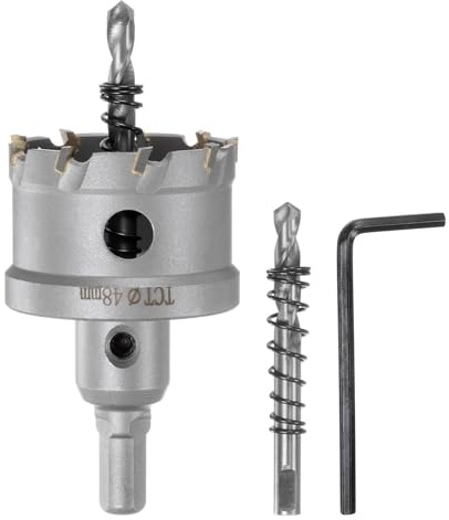 QUARKZMAN Métal Trou Scie Carbure Coupeur 48mm /1.89 Dia pour Inox Acier, Métal, Aluminium Alliage, Cuivre, Laiton, Plastique, avec Extra Centre Embout
