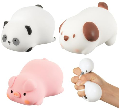 Ainiv Squishy Squeeze Giocattoli, 3PZ Maiale Cucciolo Panda Iocattolo Antistress, Antistress Da Impastare Per Alleviare, Antistress Morbidi, Adatto per Adulti & Bambini Sollievo Dallo Stress