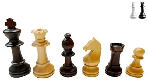 Piezas de ajedrez Europa plomadas competición - Tamaño 4, Color Nogal, Acabado Mate, Ideal para Aficionados y Clubes, Piezas de ajedrez para niños y Adultos, Piezas de ajedrez