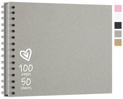 Vienrose Fotoalbum zum Selbstgestalten 28x20,5 cm, 50 Blätter 100 Seiten | DIY Scrapbook Bastelalbum, Hardcover Kraftpapier Spiralalbum als Geschenk für Hochzeit Geburtstag Jahrestag