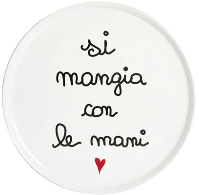 SIMPLE DAY Piatto Pizza Si Mangia con Le Mani 31,5cm Bianco Ceramica