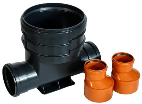 ScarMaxx - KG Schachtboden - Abwasserschacht - Kontrollschacht DN 315 - Gerade mit Dichtring - 76,5cm x 34,5cm x 43cm - 2x DN110-2 x Reduzierung 160/110