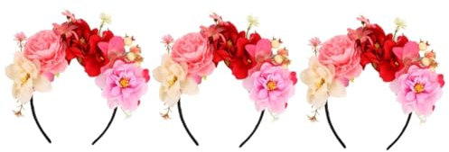 UPKOCH 3stücke Blumen-haarband Mit Realistischen Kunstblumen Für Frauen Elegantes Headdress Für Hochzeiten Partys Festivals Und Fotoshootings Hautfreundliches Material Auffälliger
