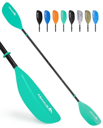 Abahub Kajak Paddel verstellbar 210cm bis 230cm 3teilig Doppelpaddel Schwimmende Kajakpaddel Bootsruder Kanuruder für Kajakfahren Aluminiumlegierungs Schaft Kunststoff Klingen Mint Green