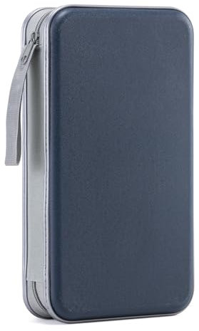 LIOVODE étui DVD, Porte-CD d'une capacité de 96, étui de Rangement multimédia Collection de disques Portefeuille de Protection pour la Maison et la Voiture (capacité 96, Bleu foncé 96)