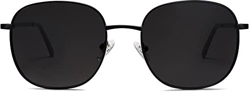 SOJOS Retro Rund Rechteckig Sonnenbrille Damen Herren flat Metallrahmen Sonnerbrillen mit UV400 Schutz Mittle/Größ SJ1137 (Schwarzer/Graue, Millimeter, 53)