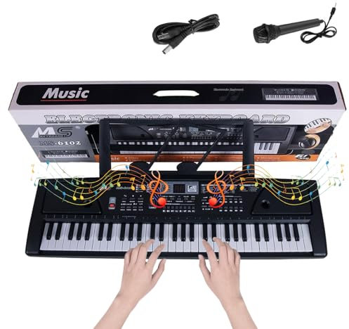 Blendra 61 Keys Keyboard Piano,Built-In Speaker,Electric Keyboard for Beignners with 16 Tones-10 Rhythms-6 Demos,Kids Piano Keyboard(MS6102)
