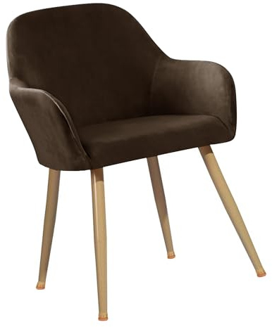 KYJSW Stuhlhussen Mit Armlehne 2er/4er/6er Set Stretch Samt Stuhlbezug Sesselbezug Abnehmbare Waschbarer Bezug Für Esszimmerstühle Bürostühle (Braun,2 Stück)