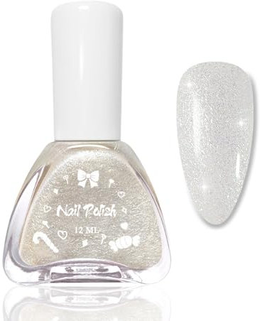 Perlmutt Nagellack - 12 Ml Transluscent White Nail Polish - Atmungsaktiv Schnelltrocknender Nagellack Glitzer - Langanhaltender Nagelack auf Ölbasis ohne UV-Lampe für DIY-Nagelkunst (White Glitter)