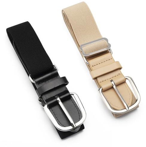APOMOONS 2pcs Cinturones para Niños, Cinturón Elástico para Niños, Cinturón Deportivos para Adolescentes, para Diversas Ocasiones (Negro y Caqui)