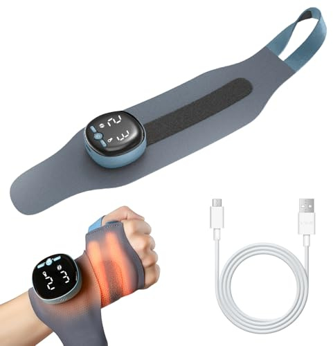EMS & TENS Handgelenk Massagegerät mit Wärme, Kabelloses Handmassagegerät Elektrisch,Hand Massagegerät,Handmassage,Handgelenkstütze Massage,Sehnenscheidenentzündung Bandage,9 Stärke,5 Modi (L-16-22cm)