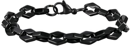 Beydodo Charms Armbänder, Armband Herren Edelstahl 8.3MM Bohnenkette Freundschaftsarmband Personalisierte Armbänder Männer Schwarz 21CM